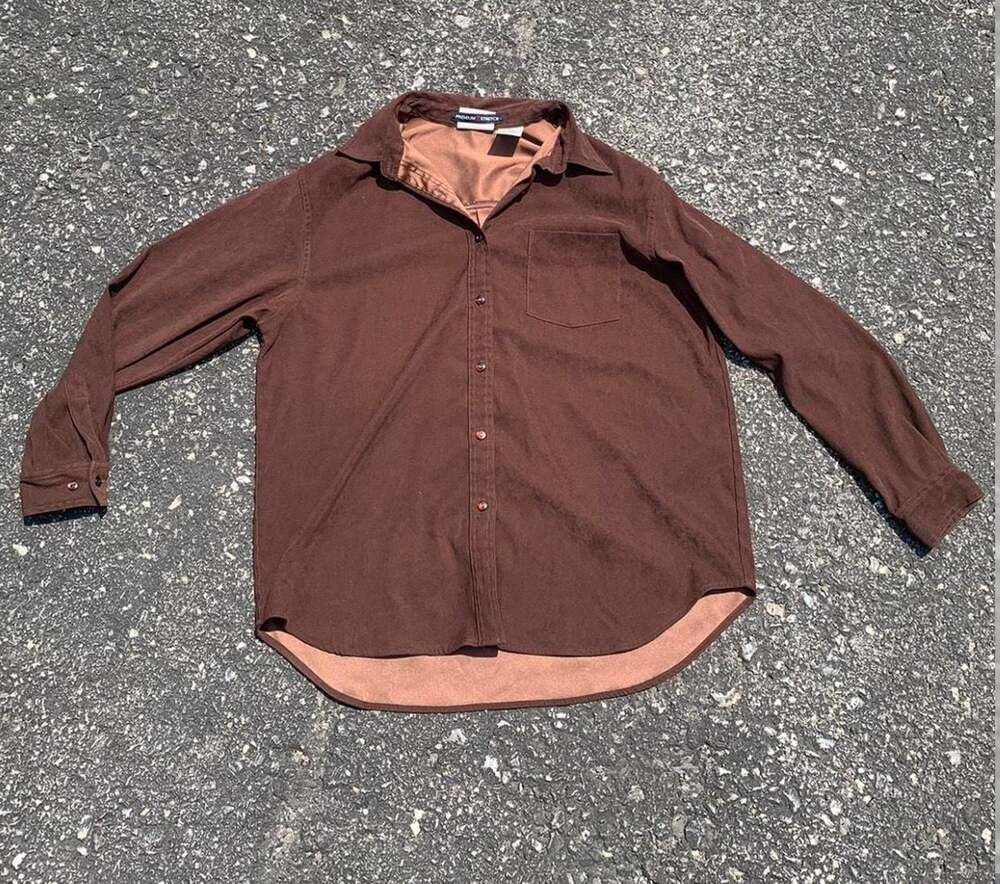 Vintage Lee Premium Stretch Brown Micro-Suede Button Down Shirt